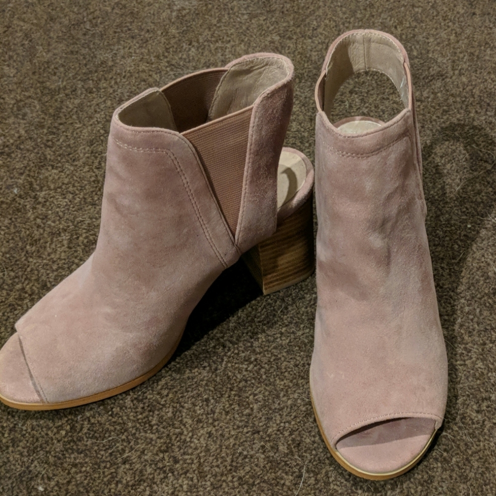 Anthropologie suede open toe booties